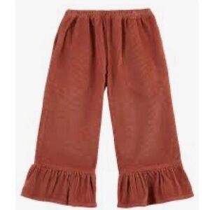 NWT Emile & Ida Pantalon Velours Bas Volant (ruffled velvet crop pants) Mauve 3y